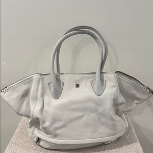 White Leather Tote Bag - Pour La Victorie Elegant Carryall